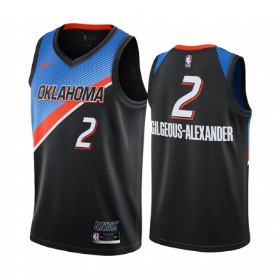 Nike Oklahoma City Thunder #2 Shai Gilgeous-Alexander Black NBA Swingman 2020-21 City Edition Jersey Men's